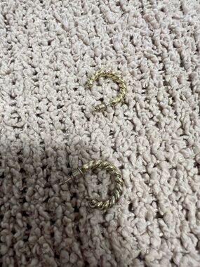 Twisted Rope Hoop Earrings - Gold Tone